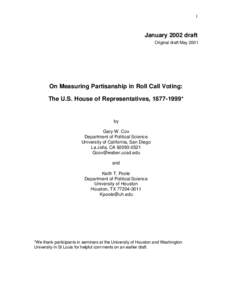 1  January 2002 draft Original draft May[removed]On Measuring Partisanship in Roll Call Voting: