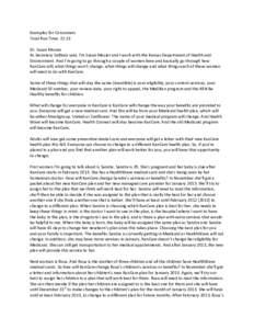 Examples for Consumers Total Run Time: 22:13 Dr. Susan Mosier As Secretary Sullivan said, I’m Susan Mosier and I work with the Kansas Department of Health and Environment. And I’m going to go through a couple of wome