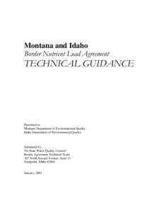 Montana DEQ - Montana & Idaho Border Nutrient Load Agreement Technical Guidance January 2001