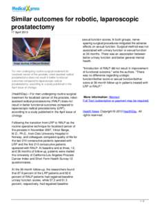 Similar outcomes for robotic, laparoscopic prostatectomy