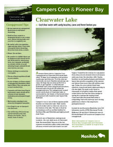 Campers Cove & Pioneer Bay Clearwater Lake Provincial Park Campground Tips