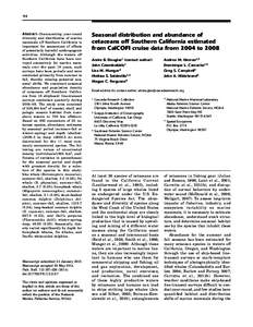 198  Abstract— Documenting year-round diversity and distribution of marine mammals off Southern California is important for assessment of effects