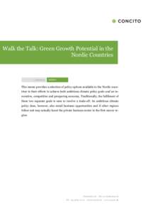 Walk the Talk: Green Growth Potential in the Nordic Countries 1. majMEMO