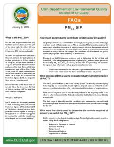 Utah Department of Environmental Quality Division of Air Quality FAQs PM 2.5 SIP