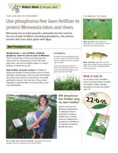 Your Lawn and the Environment: Use phosphorus-free lawn fertilizer to protect Minnesota lakes and rivers