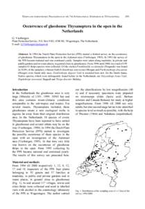 THRIPS AND TOSPOVIRUSES: PROCEEDINGS OF THE 7TH INTERNATIONAL SYMPOSIUM ON THYSANOPTERA  359 Occurrence of glasshouse Thysanoptera in the open in the Netherlands