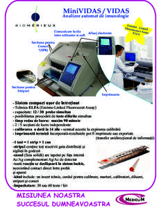 MiniVIDAS / VIDAS  Analizor automat de imunologie Comunicare facila Afisaj electronic