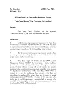 For discussion 20 January 2014 ACFEH Paper[removed]Advisory Council on Food and Environmental Hygiene
