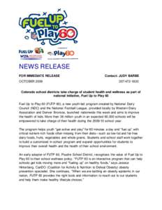 NEWS RELEASE FOR IMMEDIATE RELEASE OCTOBER 2009 Contact: JUDY BARBE[removed]