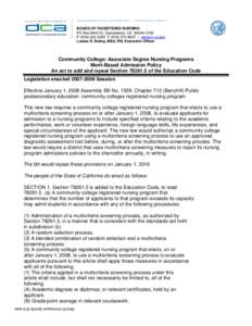 BUSINESS, CONSUMER SERVICES, AND HOUSING AGENCY • GOVERNOR EDMUND G. BROWN JR.  BOARD OF REGISTERED NURSING PO Box[removed], Sacramento, CA[removed]P[removed]F[removed] | www.rn.ca.gov Louise R. Bailey, M