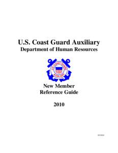 U.S. Coast Guard Auxiliary Department of Human Resources New Member Reference Guide 2010