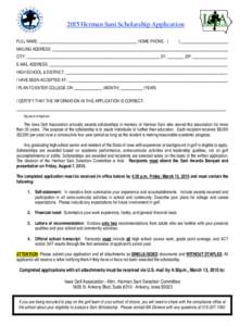 2003 HERMAN SANI SCHOLARSHIP APPLICATION