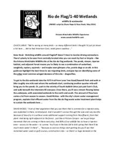Rio de Flag/1-40 Wetlands wildlife & wastewater (AWWE script by Diane Hope & Rose Houk, May[removed]Arizona Watchable Wildlife Experience www.azwatchwildlife.com