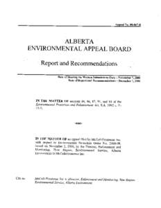 Appeal No[removed]R  :: ALBERTA ENVIRONMENTAL APPEAL BOA•