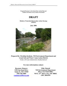 Draft Mimbres Watershed Restoration Action Strategy - July 2006