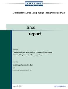 Cumberland Area Long-Range Transportation Plan  final report  prepared for