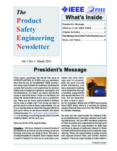 The  Product Safety Engineering Newsletter