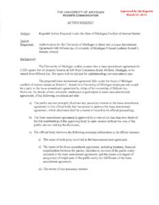 THE UNIVERSITY OF MICHIGAN REGENTS COMMUNICATION Approved by the Regents March 21, 2013