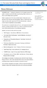 The Central Nebraska Public Power and Irrigation District 415 Lincoln St. ♦ P.O. Box 740 ♦ Holdrege, NE 68949 ♦ ([removed]News Release (HOLDREGE, Neb.) -- Looking for a diversion from the dead of winter? The p