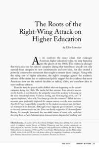 The Roots of the Right-Wing Attack on Higher Education by Ellen Schrecker  s we confront the many crises that endanger
