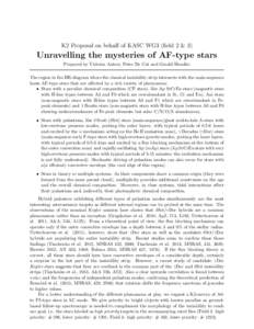 K2 Proposal on behalf of KASC WG3 (field 2 & 3)  Unravelling the mysteries of AF-type stars Prepared by Victoria Antoci, Peter De Cat and Gerald Handler The region in the HR-diagram where the classical instability strip 