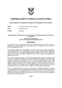 Lawsuits / Legal procedure / South African law / Supreme Court of Appeal of South Africa / Moot court / Supreme Court of Canada / Menqa v Markom / Ikea Trading und Design v BOE Bank / Law / Appeal / Appellate review