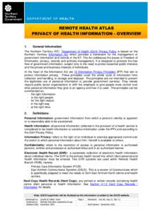 REMOTE HEALTH ATLAS – Section 7: HEALTH RECORDS  PRIVACY OF HEALTH INFORMATION - OVERVIEW REMOTE HEALTH ATLAS PRIVACY OF HEALTH INFORMATION - OVERVIEW