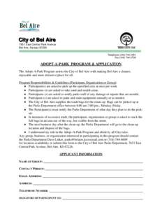 City of Bel Aire 7651 East Central Park Avenue Bel Aire, Kansas[removed]Telephone[removed]Fax[removed]