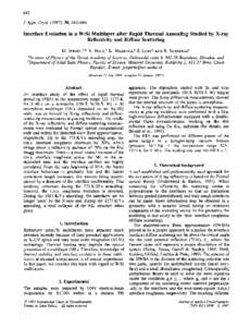 642  J. Appl. Cryst[removed], [removed]Interface Evolution in a W/Si Multilayer after Rapid Thermal Annealing Studied by X-ray Reflectivity and Diffuse Scattering