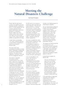 The Australian Journal of Emergency Management, Vol. 19 No. 2, May[removed]Meeting the Natural Disasters Challenge By David Prestipino