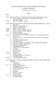 CENTRAL NEBRASKA PUBLIC POWER AND IRRIGATION DISTRICT HOLDREGE, NEBRASKA AUGUST 4, 2014 – 9:00 AM INDEX PAGE 19,091 MINUTES OF SPECIAL MEETING OF THE BOARD OF DIRECTORS – [removed]