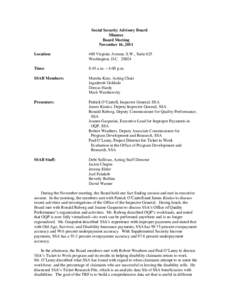 Social Security Advisory Board Minutes Board Meeting November 16, 2011 Location: