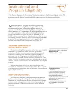 Institutional and Program Eligibility CHAPTER  1