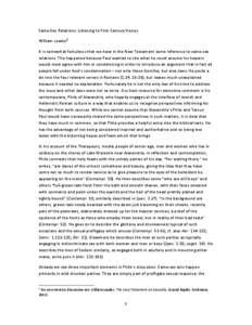 Same-Sex Relations: Listening to First Century Voices William Loader1 It is somewhat fortuitous that we have in the New Testament some reference to same-sex relations. This happened because Paul wanted to cite what he co