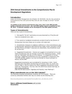 Page 1 of[removed]Annual Amendments to the Comprehensive Plan & Development Regulations Introduction Under the Growth Management Act (Chapter 36.70A RCW), the city may amend its