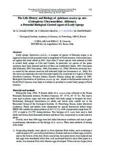 The Life History and Biology of Aphthona russica sp. nov. (Coleoptera: Chrysomelidae: Alticinae), a Potential Biological Control Agent of Leafy Spurge