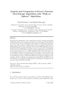 Analysis and Comparison of Green’s Function First-Passage Algorithms with “Walk on Spheres” Algorithms Chi-Ok Hwang a,b and Michael Mascagni a a Department