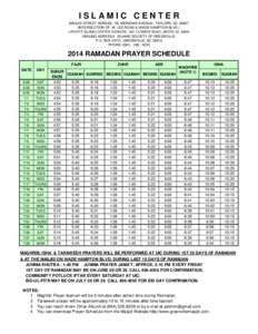 2014 Ramadan Prayer Schedule.xls