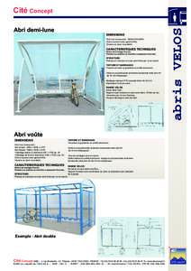 Abri demi-lune  abris VELOS Cité Concept DIMENSIONS