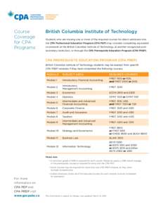 Course Coverage for CPA Programs  British Columbia Institute of Technology
