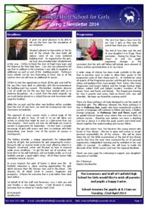 Spring 2 Newsletter 2014 Progression