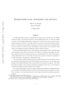 arXiv:0907.4529v3 [math.RT] 12 Apr[removed]Rademacher sums, moonshine and gravity