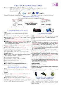 ARA SSIA FormaCryptParticipants: LIENS B. Blanchet, D. Cad´e, D. Monniaux, D. Pointcheval LSV J. Goubault-Larrecq, M. Baudet, H. Comon-Lundh, S. Delaune, S. Kremer, L. Mazar´e LORIA V. Cortier, H. H¨ordegen, M