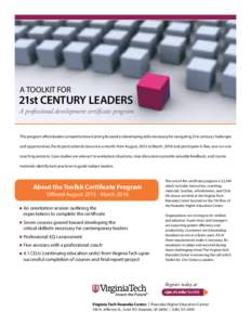 A Toolkit For  21st Century Leaders A professional development certificate program