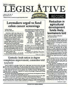 2011 Interim  LEGISLATIVE Volume 24, No. 8 November 2011