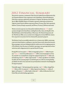 2012 Financial Summ ary This summary represents a combination of data from the Audited Financial Statements of the six (6) separate Salvation Army corporations in the United States: National Headquarters (New Jersey corp