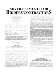 ADVERTISEMENTS FOR  BIDDERS/CONTRACTORS NOTICE TO BIDDERS OFFICE OF GENERAL SERVICES