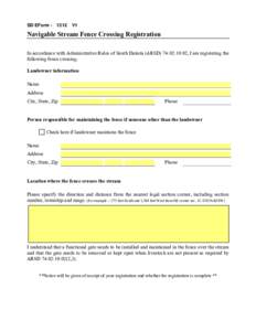 Registration of Navigable Stream Fence Crossing