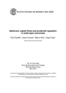 BANCO CENTRAL DE RESERVA DEL PERÚ  Spillovers, capital flows and prudential regulation in small open economies Paul Castillo*, Cesar Carrera*, Marco Ortiz*, Hugo Vega* * Banco Central de Reserva del Perú