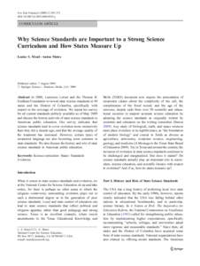 Evo Edu Outreach[removed]:359–371 DOI[removed]s12052[removed]y CURRICULUM ARTICLE  Why Science Standards are Important to a Strong Science